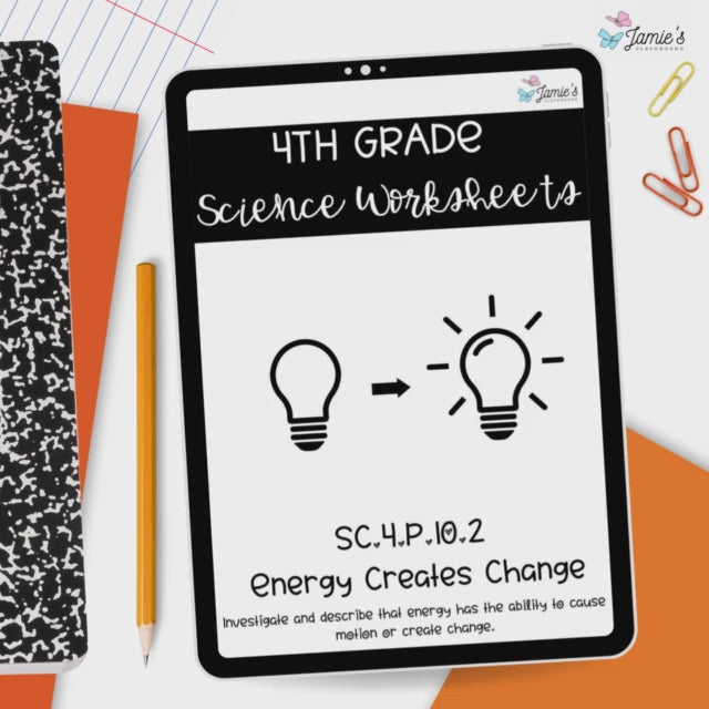 Forms of Energy Activity & Answer Key 4th Grade Physical Science