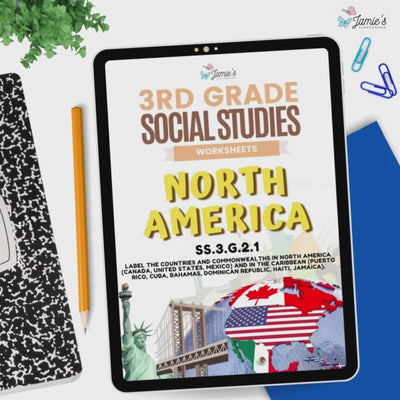 North America Map Activity & Answer Key 3rd Grade Social Studies