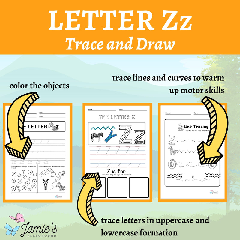 Alphabet Tracing & Writing Activity | Handwriting Practice Worksheet - Letter Z