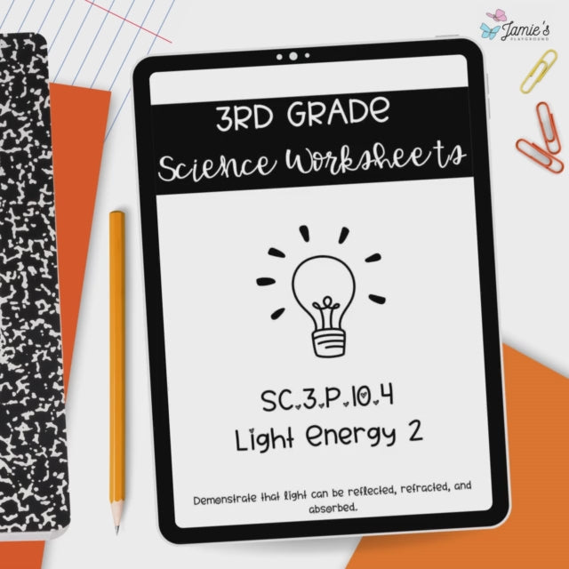 Light Energy Activity & Answer Key 3rd Grade Physical Science