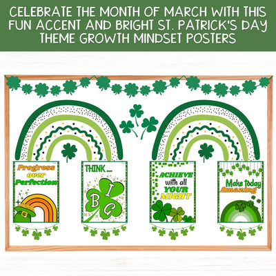 St. Patrick's Day Growth Mindset Posters | March Editable Bulletin Board