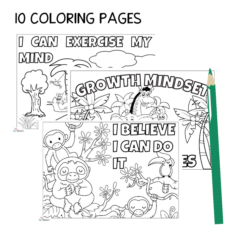 Growth Mindset Coloring Pages and Posters | Jungle Inspirational Coloring