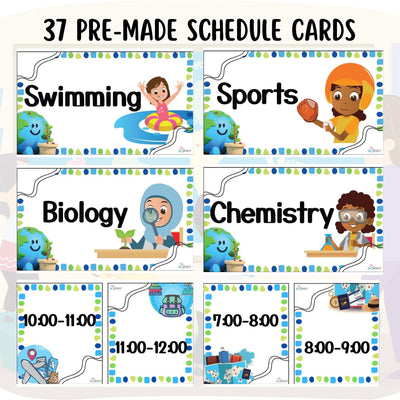 Classroom Schedule Cards 1 - EDITABLE Geography Daily Visual Schedule Cards