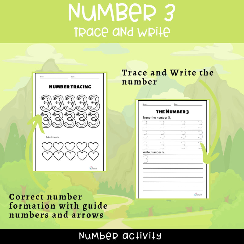 Number Tracing & Writing Activity | Number Formation Trace & Write - Number 3