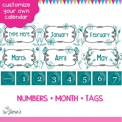 Daily Flip Calendar Pocket Chart Cards | Editable Flower Calendar Display