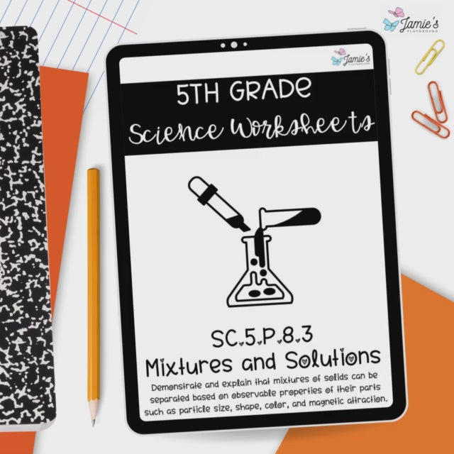 Mixtures and Solutions Activity & Answer Key 5th Grade Physical Science