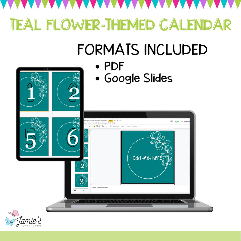 Daily Flip Calendar Pocket Chart Cards | Editable Flower Calendar Display