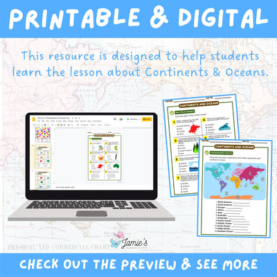 Continents and Oceans Activity & Answer Key 3rd Grade Social Studies