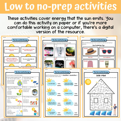 Solar Energy Activity & Answer Key 3rd Grade Earth & Space Science