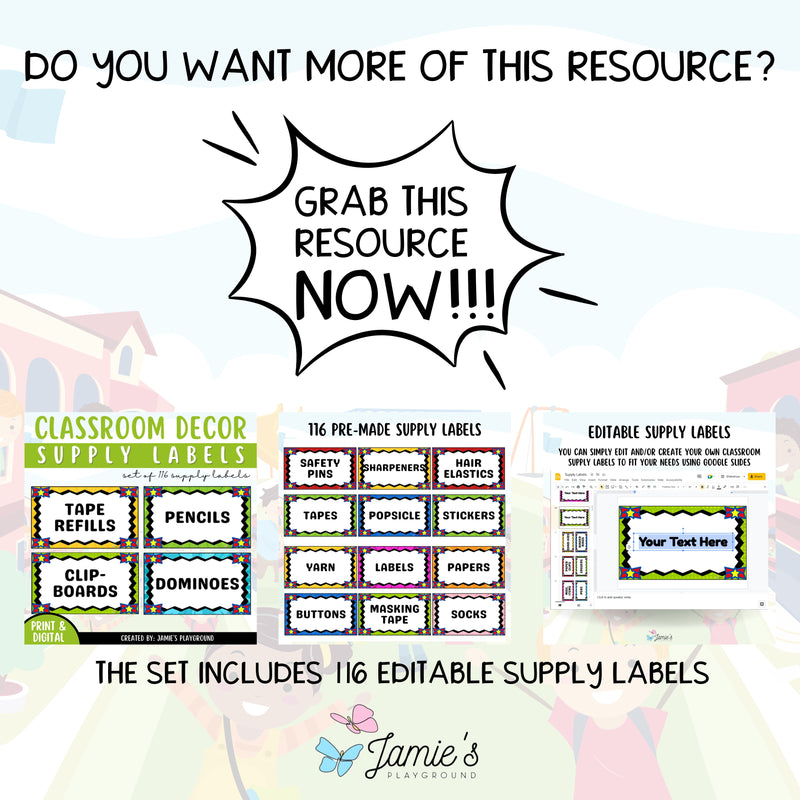 FREE - Superhero Classroom Supply Label: Classroom Organization Colorful Supply Label