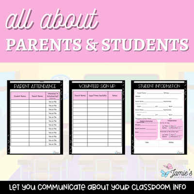 Parent Communication Log Editable Student Information Sheets