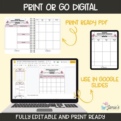 Editable Weekly Lesson Plan Template in Google Slides | Butterfly Theme