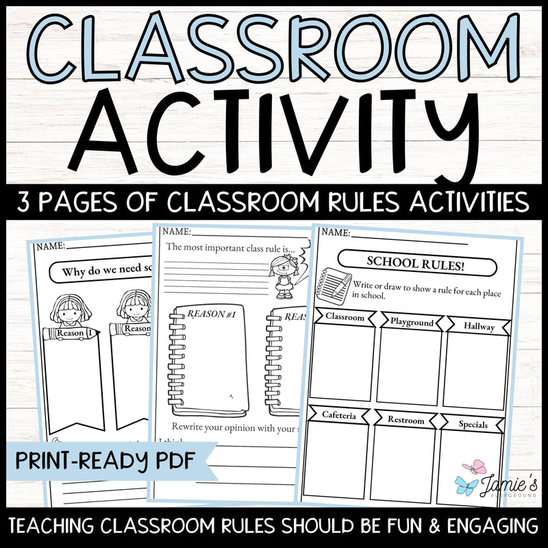 Classroom Rules Writing Activity 3 - Writing Prompts & Reflection Journal