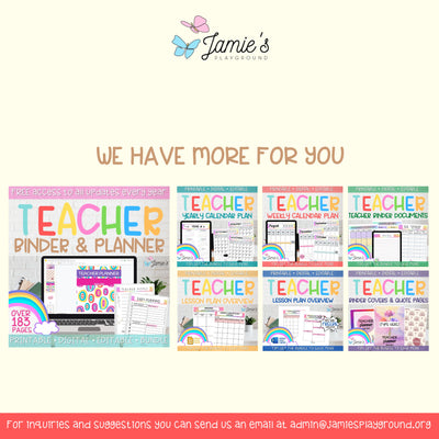 Editable Teacher Binder | Weekly Lesson Plans and Calendar 2023 | Rainbow theme