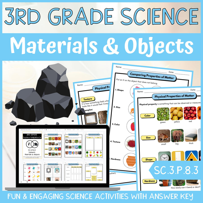 Materials and Objects Activity & Answer Key 3rd Grade Physical Science