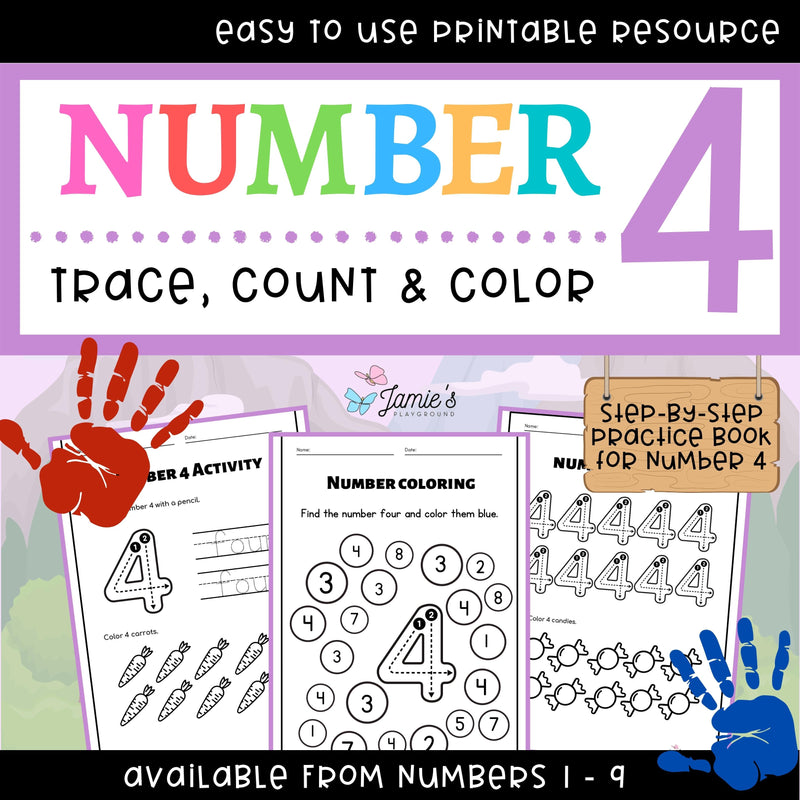 Number Tracing & Writing Activity | Number Formation Trace & Write - Number 4