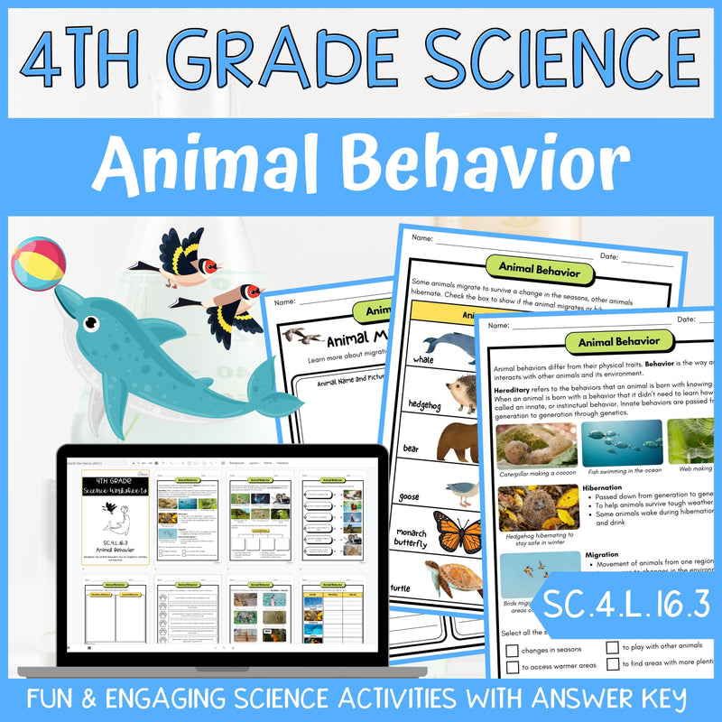 Animal Behavior Activity & Answer Key 4th Grade Life Science