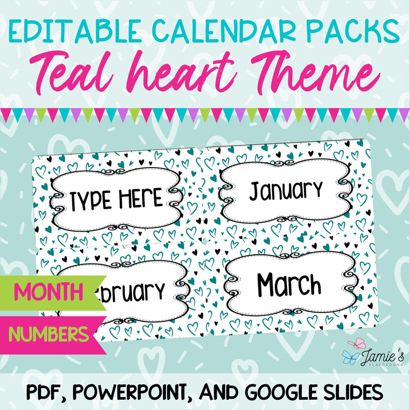 Daily Flip Calendar Pocket Chart Cards | Editable Heart Calendar Display