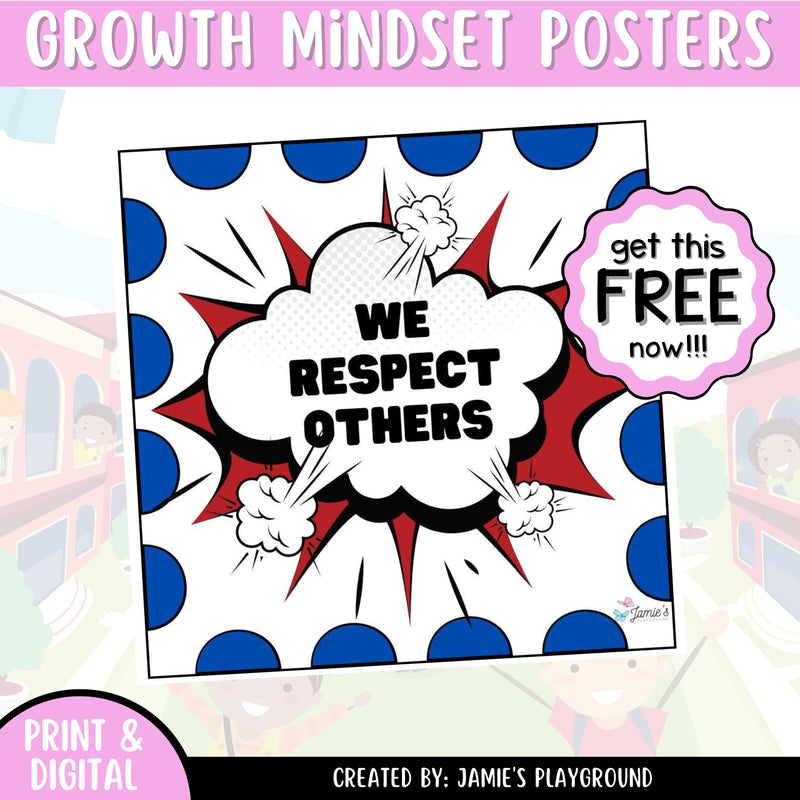 FREE - Poster 1: EDITABLE Superhero Growth Mindset Poster