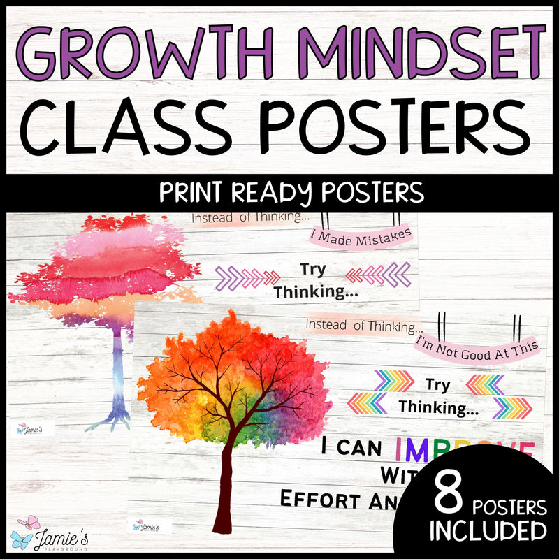 Growth Mindset Poster Display Tree Classroom Decor and Bulletin Board