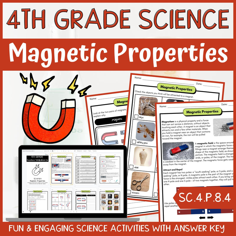 Magnetic Properties Activity & Answer Key 4th Grade Physical Science