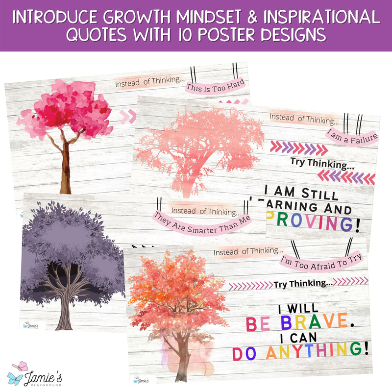 Growth Mindset Poster Display Tree Classroom Decor and Bulletin Board