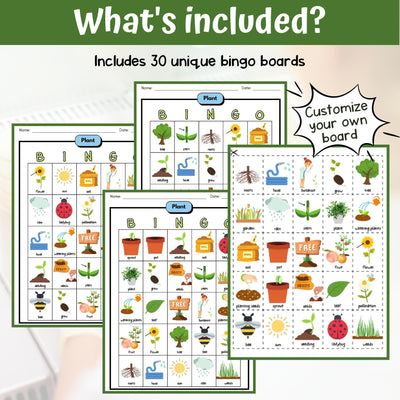 Science Bingo Game Plant Structures Vocabulary Game