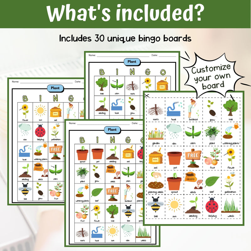 Science Bingo Game Plant Structures Vocabulary Game