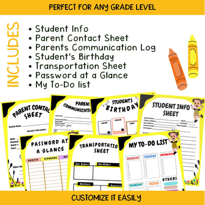 Parent Teacher Communication Log | Back to School Forms and Checklist