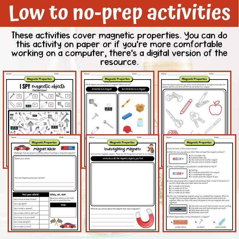 Magnetic Properties Activity & Answer Key 4th Grade Physical Science