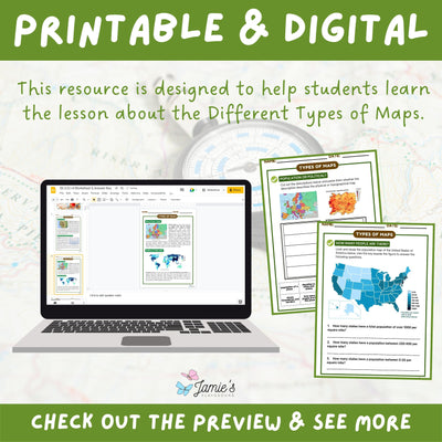 Types of Maps Activity & Answer Key 3rd Grade Social Studies