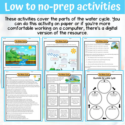 The Water Cycle Activity & Answer Key 5th Grade Earth Science