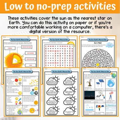 The Sun and Earth Activity & Answer Key 3rd Grade Earth & Space Science