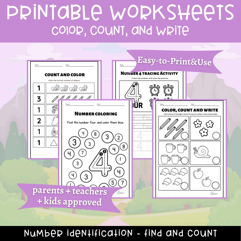 Number Tracing & Writing Activity | Number Formation Trace & Write - Number 4