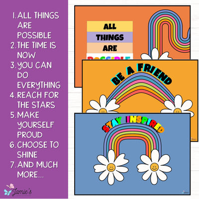 Growth Mindset Poster Display Rainbow Classroom Decor and Bulletin Board