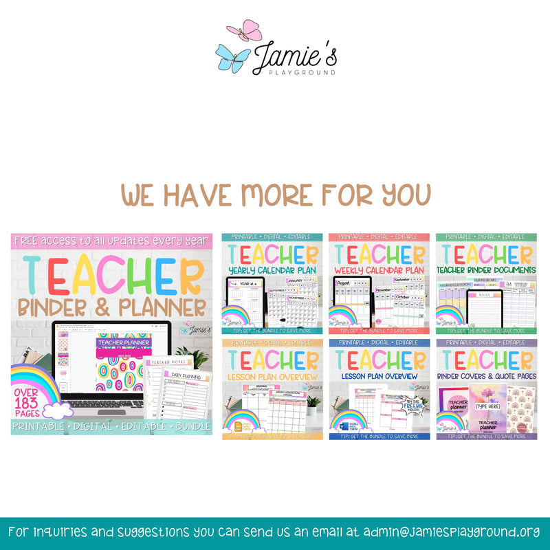 Editable Teacher Binder | Year and Month at a Glance Calendar 2023 | Rainbow theme