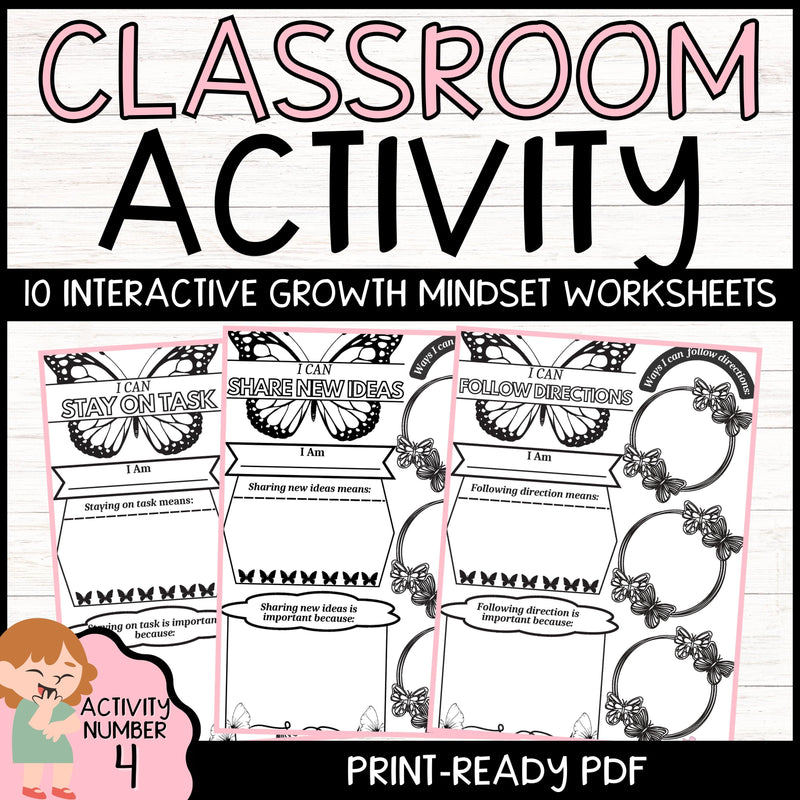 Growth Mindset Writing Activity 4 - Writing Prompts & Reflection Journal