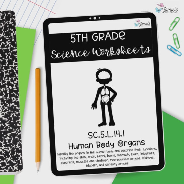 Human Body Organs Activity & Answer Key 5th Grade Life Science