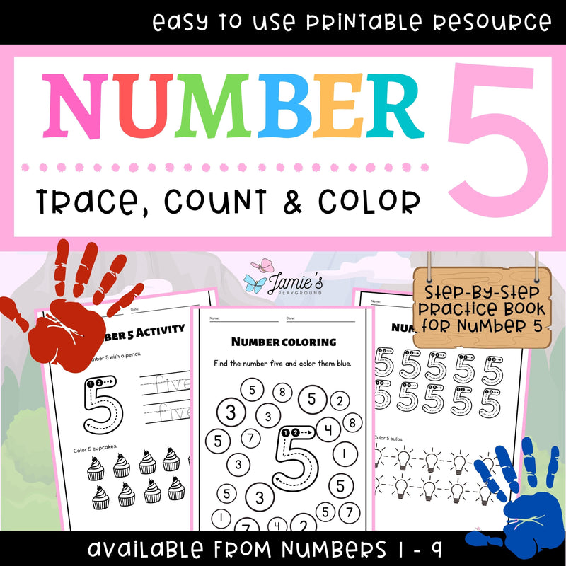 Number Tracing & Writing Activity | Number Formation Trace & Write - Number 5