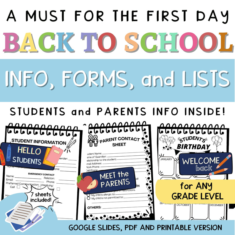 Parent Teacher Communication Log | Back to School Forms and Checklist