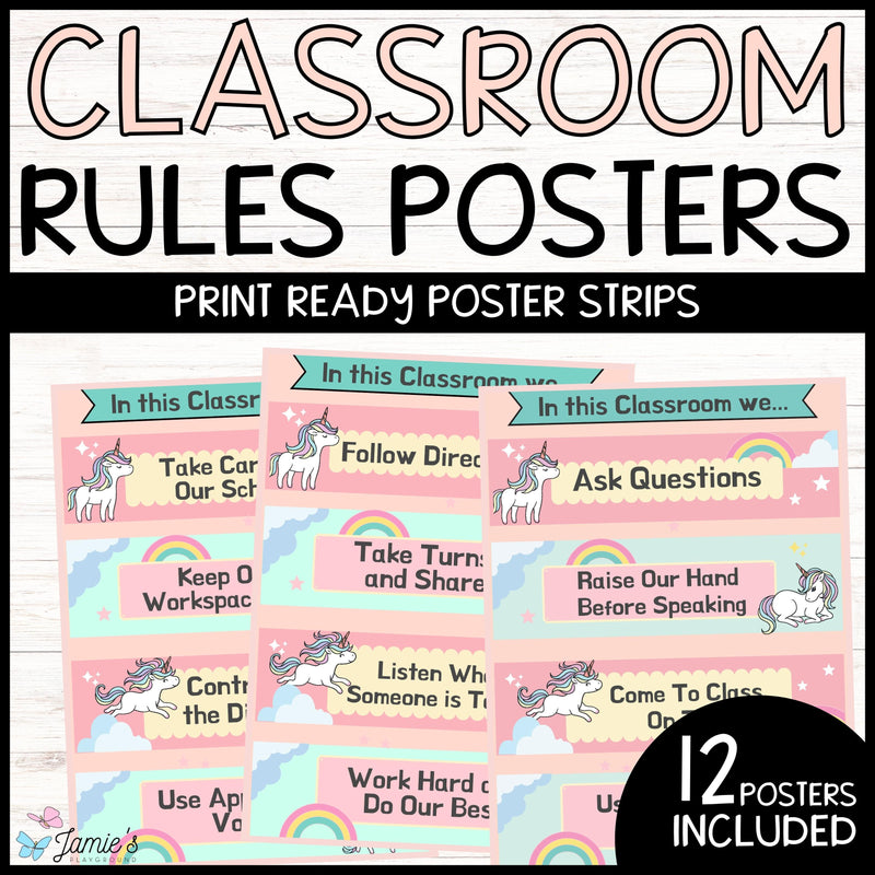 Classroom Rules & Expectations Posters (Unicorn) Bulletin Board Classroom Decor