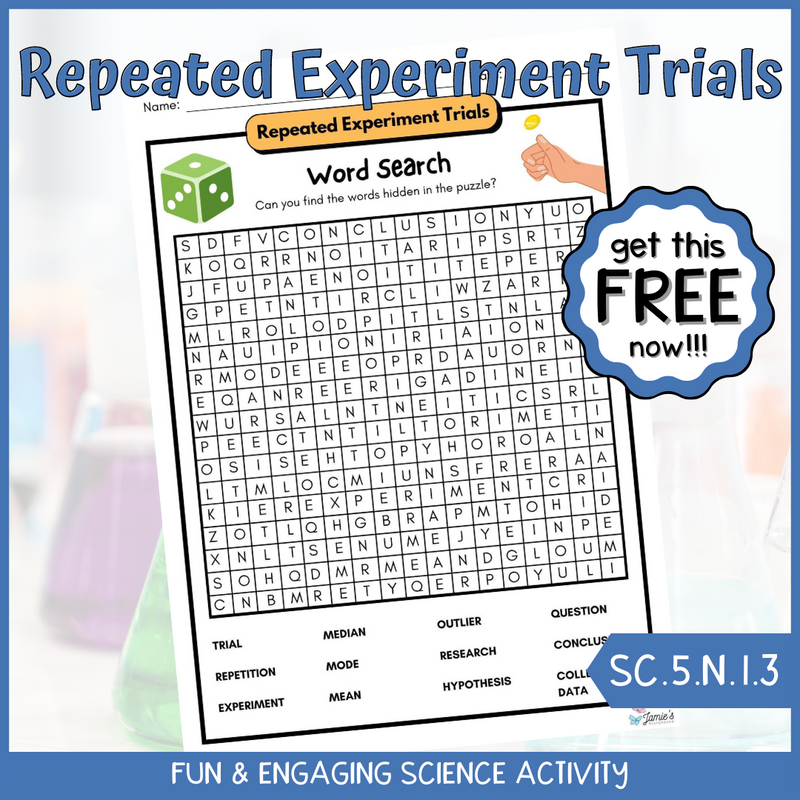 FREE Word Search Science Experiments and Trials Activity