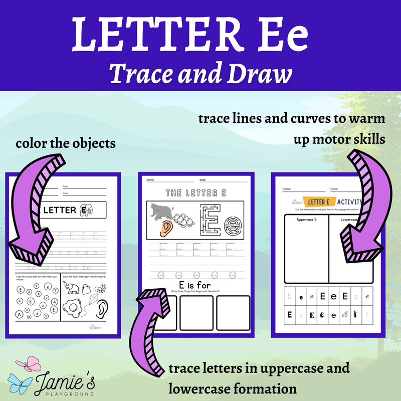 Alphabet Tracing & Writing Activity | Handwriting Practice Worksheet - Letter E