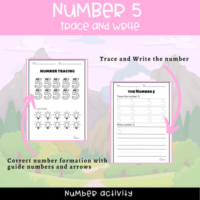 Number Tracing & Writing Activity | Number Formation Trace & Write - Number 5