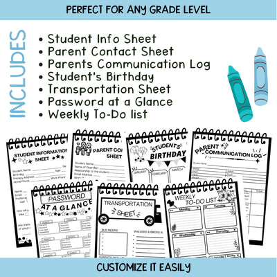 Parent Teacher Communication Log | Back to School Forms and Checklist