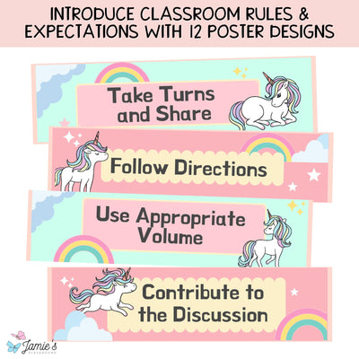 Classroom Rules & Expectations Posters (Unicorn) Bulletin Board Classroom Decor