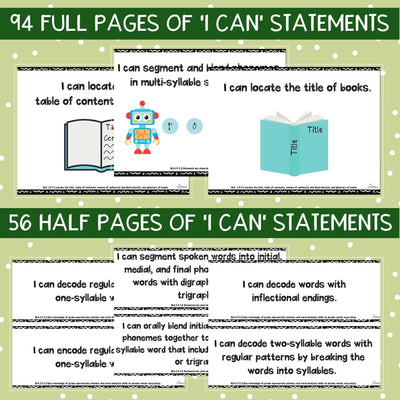 Florida BEST Standards: 1st Grade ELA I Can Statements - Full & Half Pages