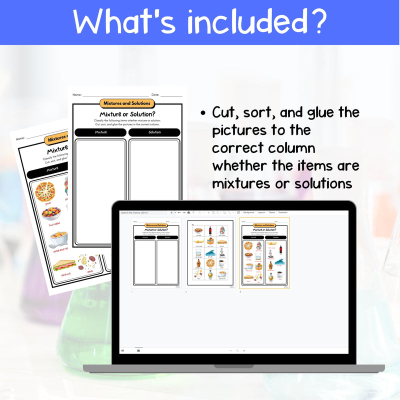 FREE Mixture or Solution? Cut, Sort, and Glue: Physical Science Activity