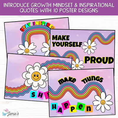 Growth Mindset Poster Display Rainbow Classroom Decor and Bulletin Board