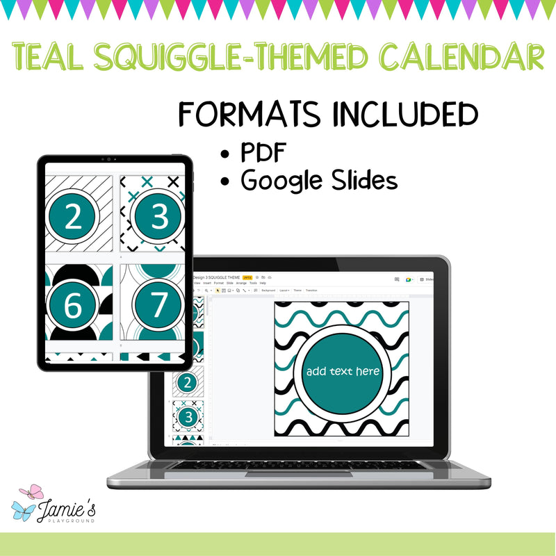 Daily Flip Calendar Pocket Chart Cards | Editable Squiggle Calendar Display